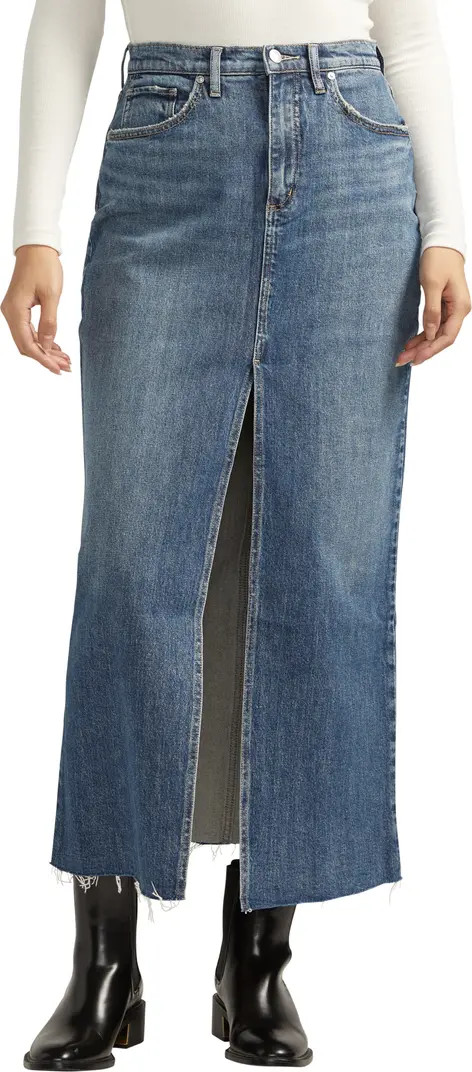 Front Slit Denim Midi Skirt | Nordstrom
