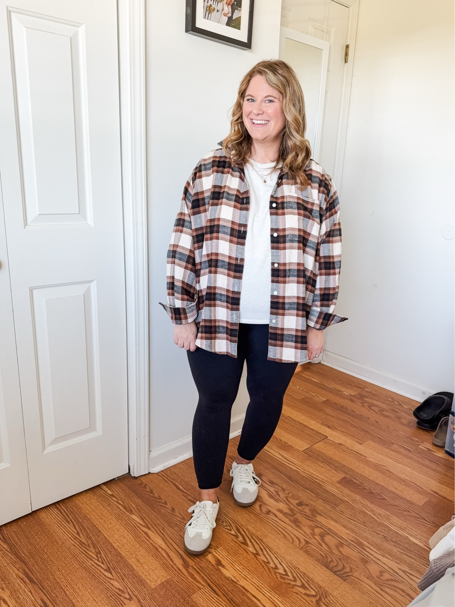 Wearing an XL in my leggings and a medium in my flannel 

#LTKSeasonal #LTKMidsize #LTKFallSale