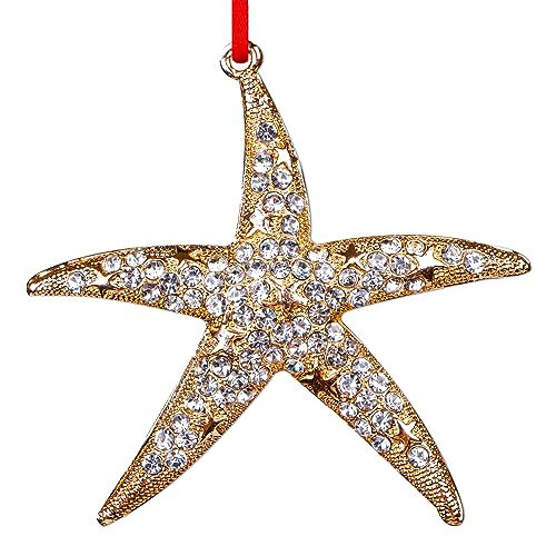 D4DREAM Starfish Christmas Ornament - Metal Gold Starfish Ornaments for Christmas Tree Beach Theme Hanging Ornaments Keepsake Gifts for Women Men Kids | Amazon (US)