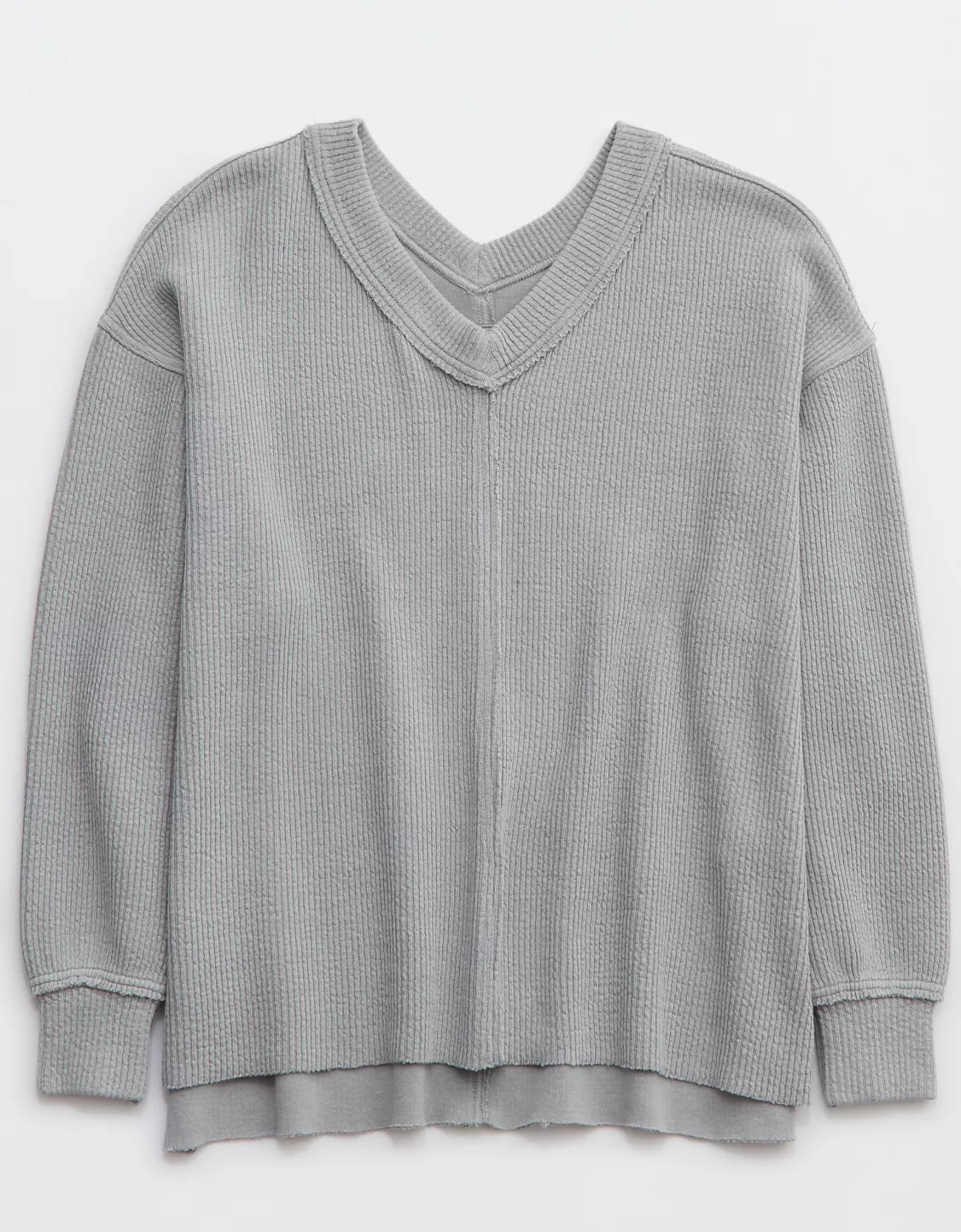 Aerie Wonder Textured V-Neck Sweatshirt | Aerie