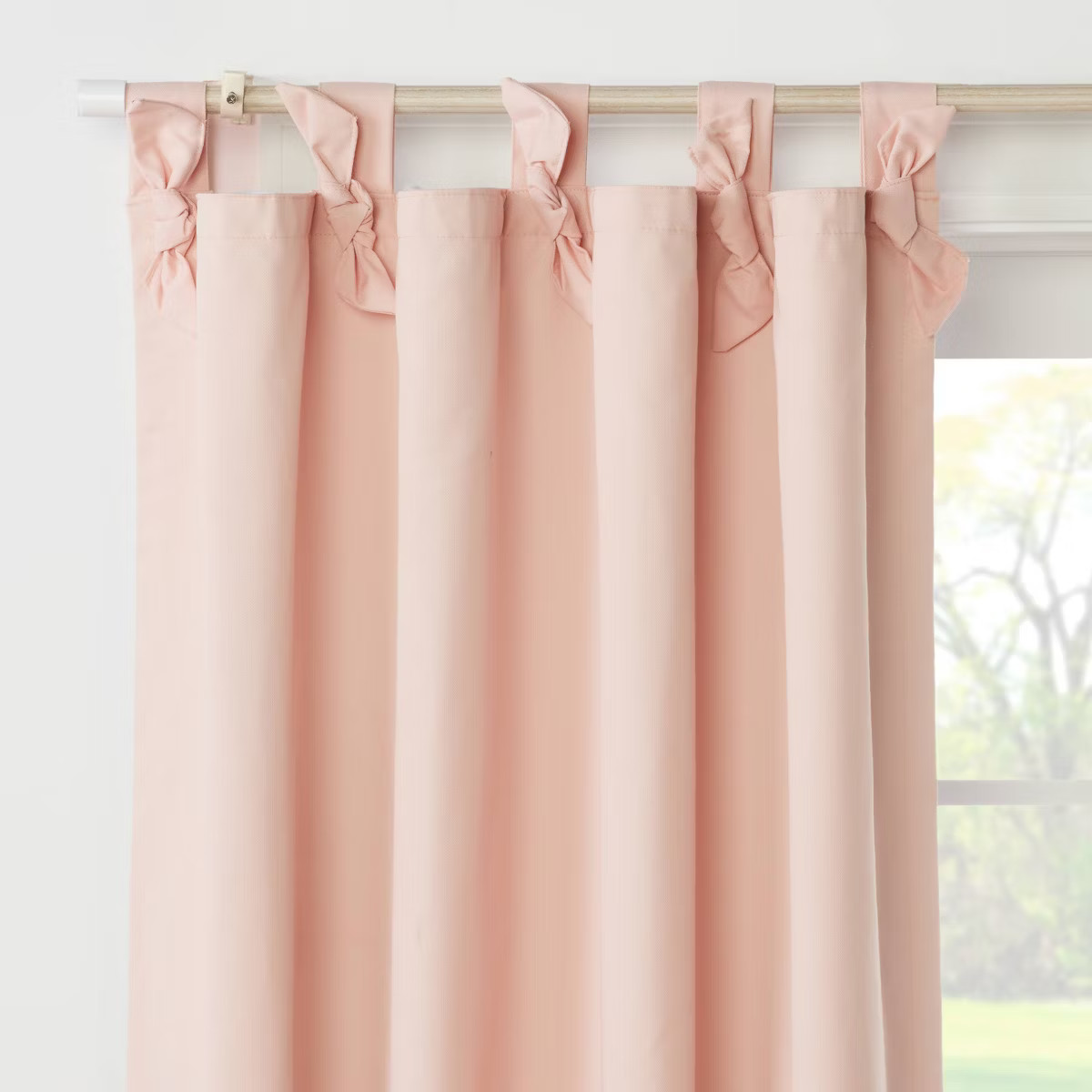 Tie Top Embellished Kids' Blackout Window Curtain Panel with Ties - Pillowfort™ | Target