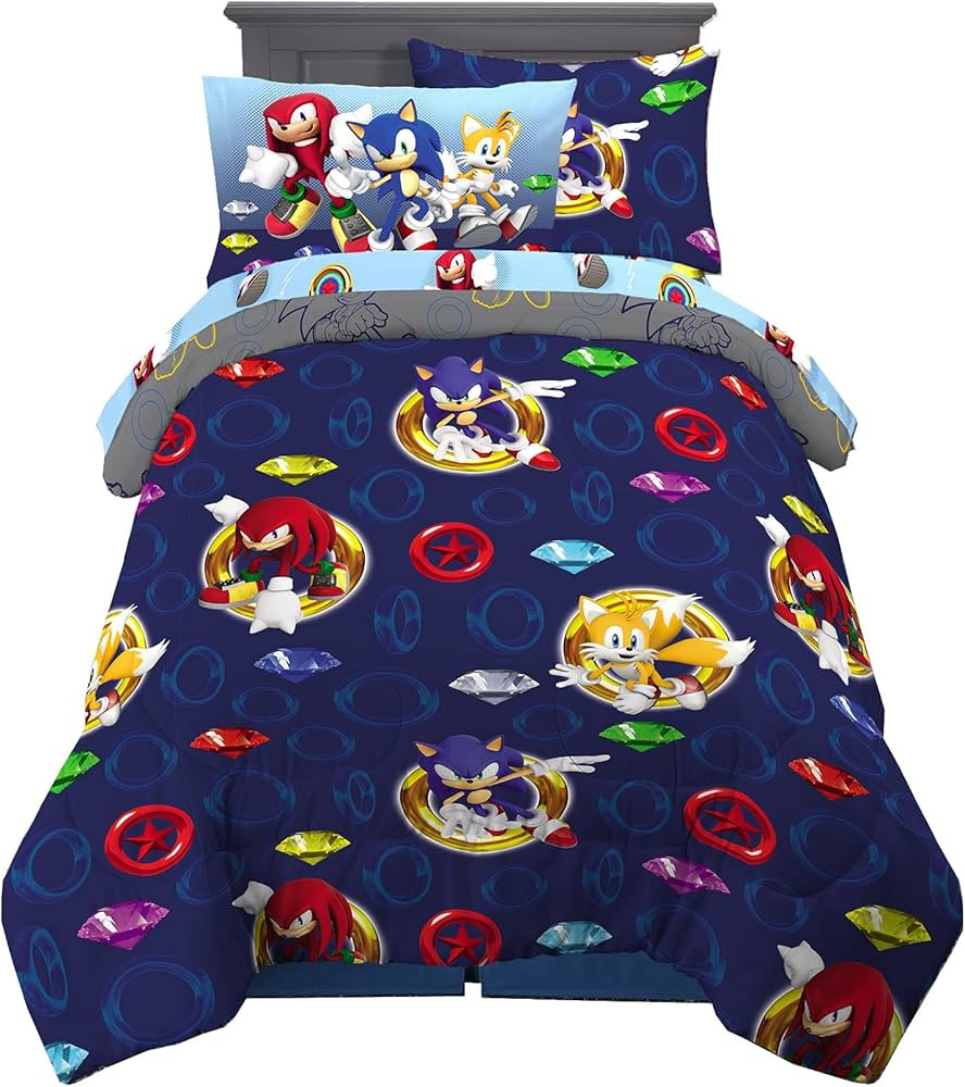 Franco Kids Bedding Super Soft Comforter and Sheet Set with Sham, 5 Piece Twin Size, Sonic The He... | Amazon (US)