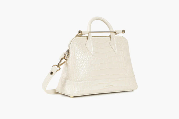 Dome Mini - Croc-Embossed Leather Vanilla | Strathberry