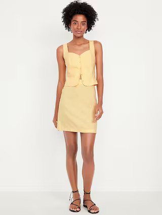 High-Waisted Linen-Blend Mini Skirt | Old Navy (US)