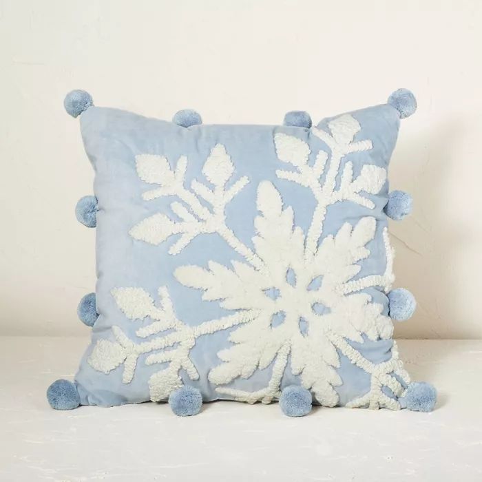Oversized Embroidered Snowflake Velvet Square Throw Pillow - Opalhouse™ designed with Jungalow... | Target