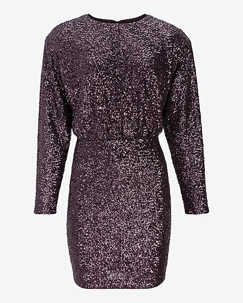 Sequin Strong Shoulder Mini Dress | Express