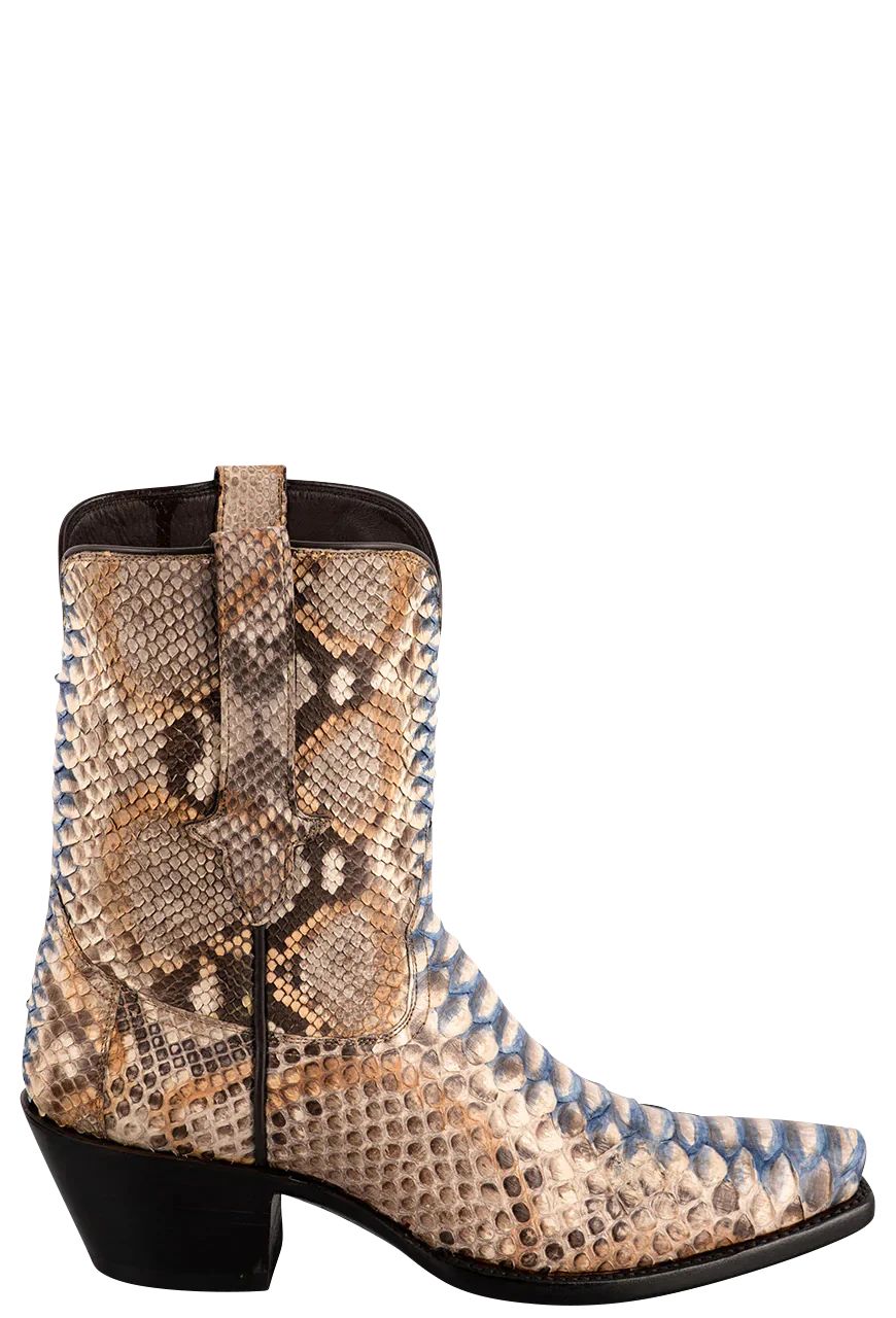 Stallion Women's Tan/Blue Painted Python Cowgirl Boots | Pinto Ranch | Pinto Ranch