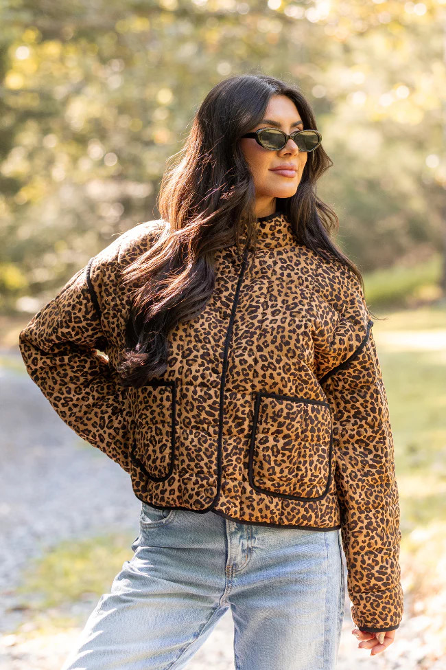 Sterling Leopard Snap Up Jacket SALE | Pink Lily