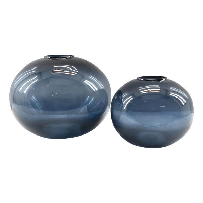 Caspian 2 Piece Handblown Round Glass Vase | Wayfair North America