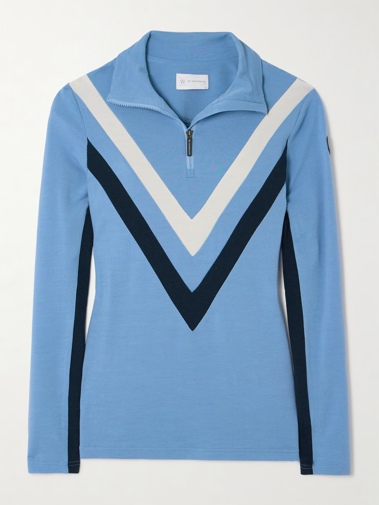 We Norwegians - Voss Striped Merino Wool-blend Piqué Ski Top - Blue | NET-A-PORTER (US)