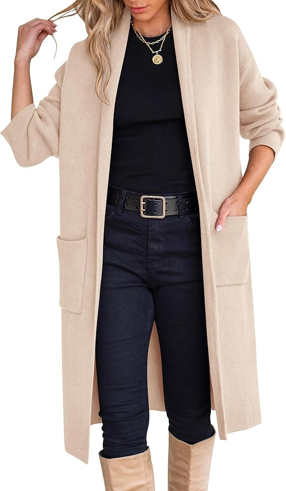 ANRABESS Women's Cardigan Long Sweater Oversized Open Front Knit Coatigan Duster Coat 2025 Trendy... | Amazon (US)