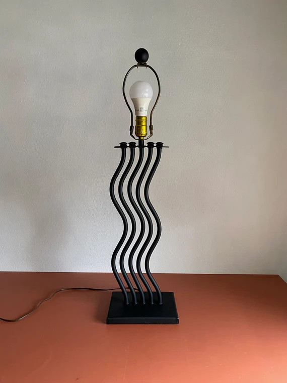 Vintage Black Wiggle Table Lamp Metal Wavy Lamp Memphis Styled | Etsy | Etsy (US)