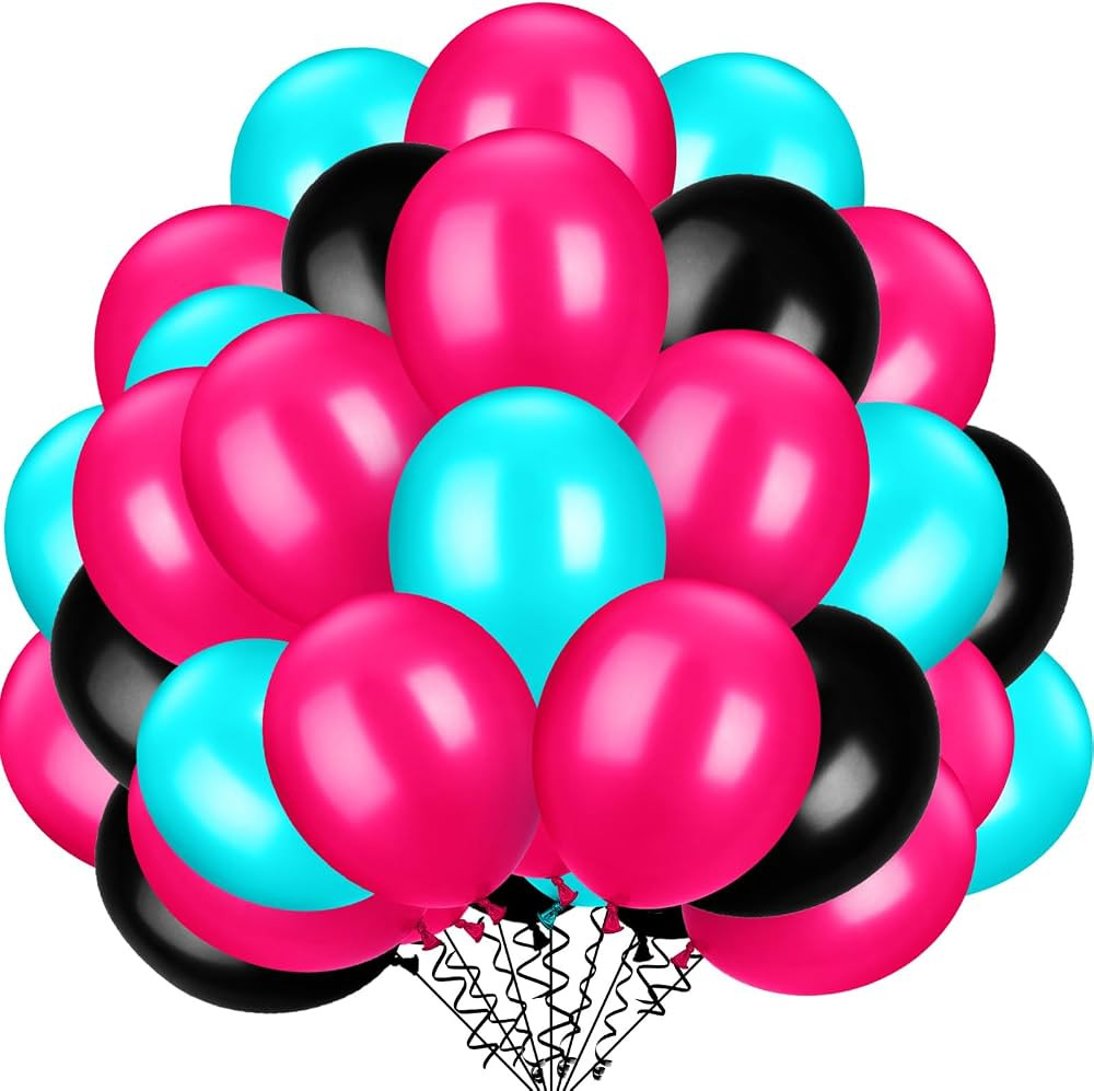 TecUnite 100 Pieces 13 Inch Rose Red Black Blue Latex Balloons Colorful Round Balloons for Weddin... | Amazon (US)