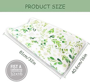 Baby Green Leaf Diaper Changing Pad Cover Cradle Mattress Sheets, Infant Stretchy Fabric Changing Ta | Amazon (US)