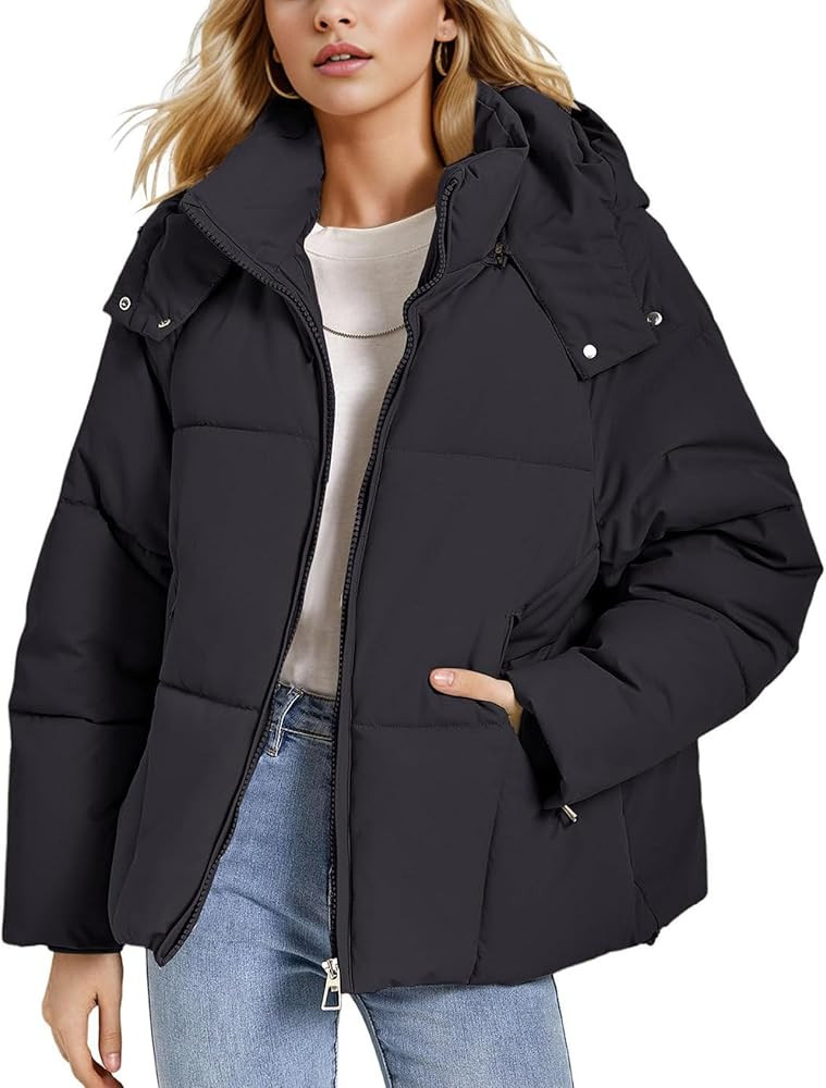 Flygo Womens Hoodies Puffer Jacket Zip Up Quilted Hooded Bubble Padded Down Winter Coats Long Sle... | Amazon (US)