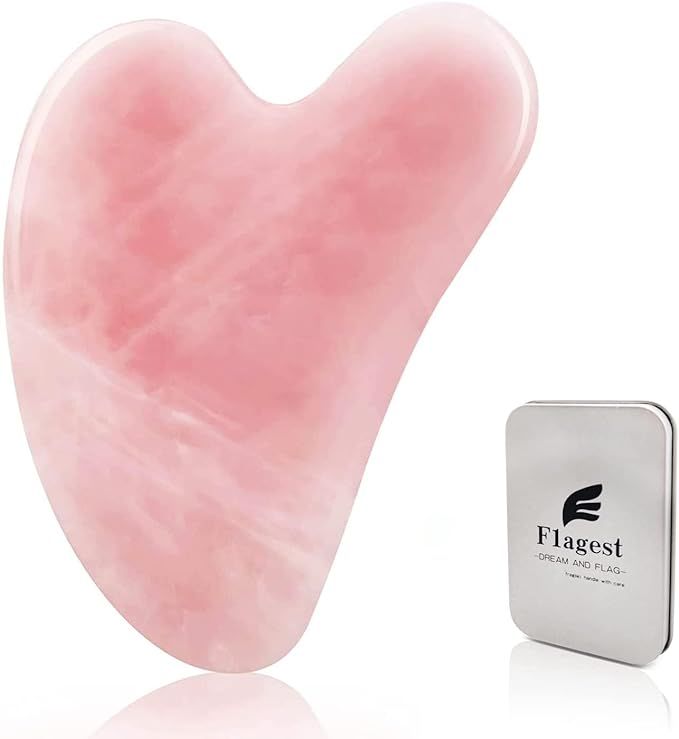 Gua Sha Rose Quartz Massage Tool, Facial Tool for Scraping and SPA Acupuncture Therapy, Heart Sha... | Amazon (US)