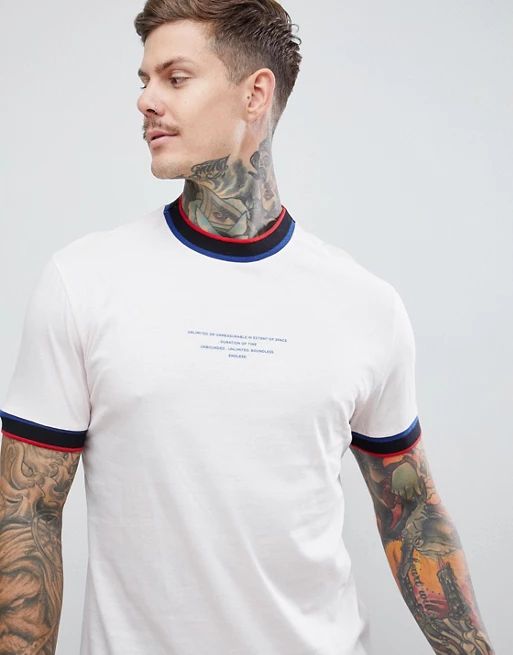 ASOS DESIGN relaxed t-shirt with tipped rib and text print | ASOS US