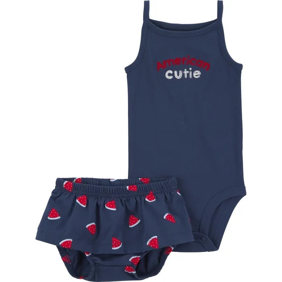Hero image 0 of Carter's Child of Mine Baby Girl Patriotic Outfit Set, 2-Piece, Sizes Preemie-12 ... | Walmart (US)