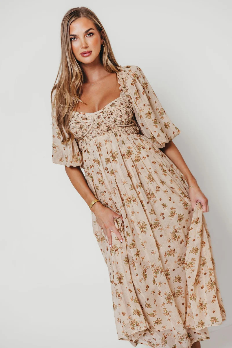 Harlow Maxi Dress in Neutral Floral - Bump Friendly *10/9 PRE-ORDER* | Worth Collective