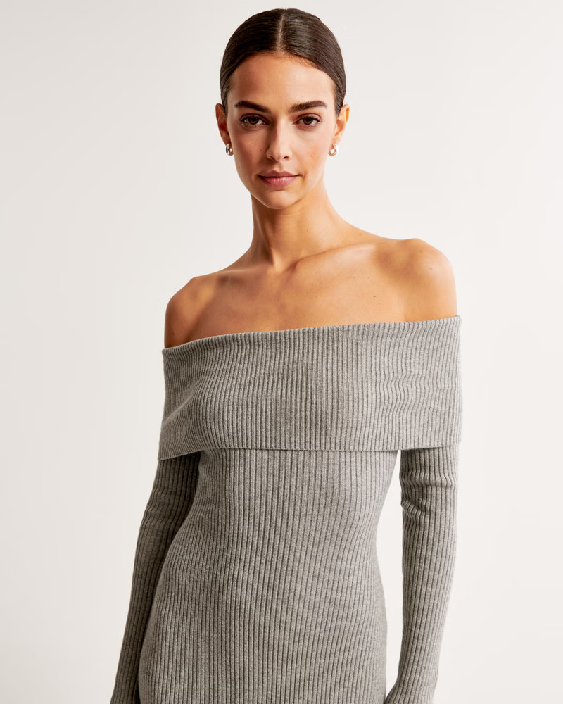 Off-The-Shoulder Midi Sweater Dress | Abercrombie & Fitch (US)