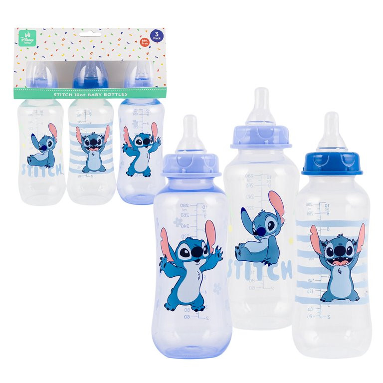 Disney Baby Stitch Baby Bottles - 10oz - 3 Pack - BPA Free - Assorted - Walmart.com | Walmart (US)