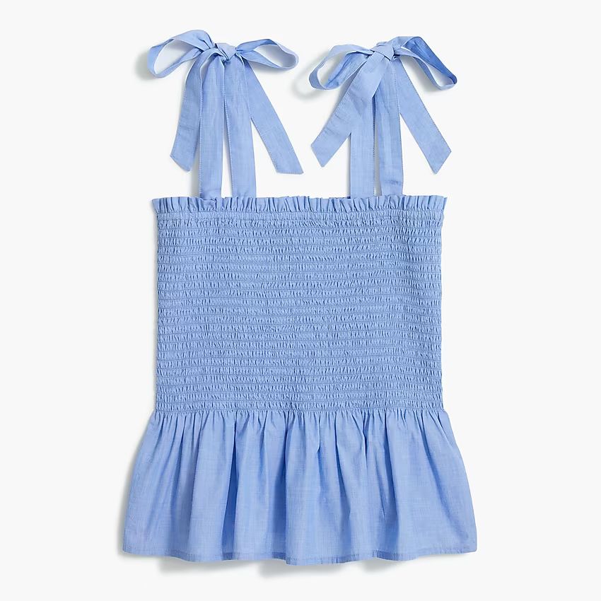 Smocked tie-shoulder tank top | J.Crew Factory