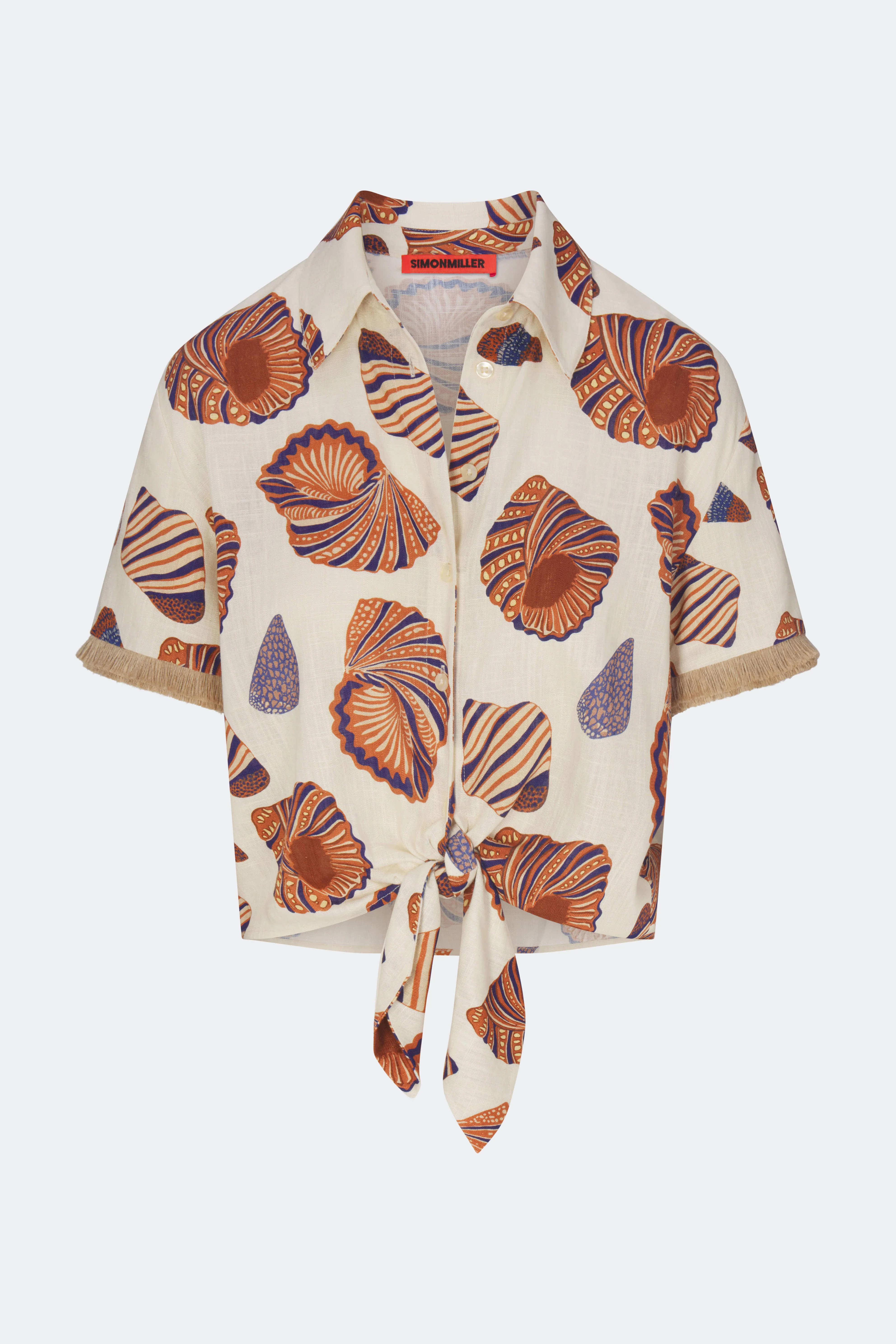 Eva Linen Fringe Tie Top in Natural Shell | Simon Miller