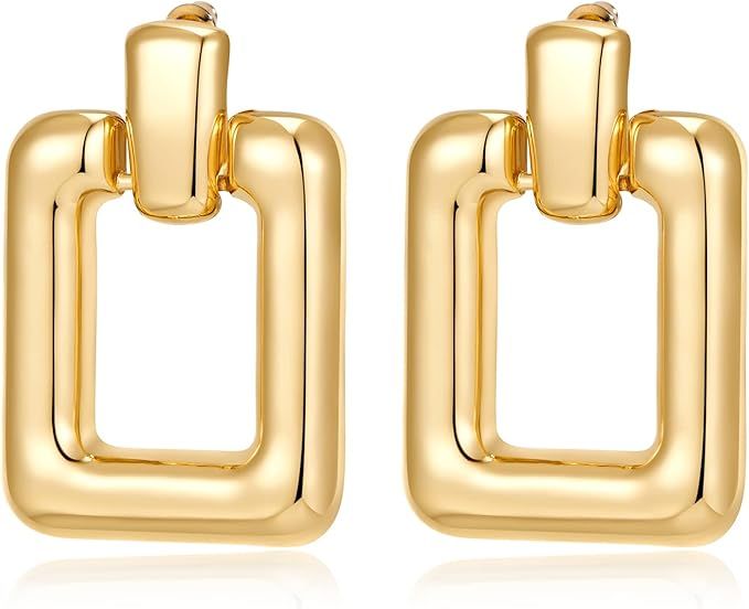 HESSAWELL Chunky Hoop Earrings for Women Gold Hoop Dangle Earrings for Women Gift | Amazon (US)
