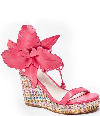 Cecelia New York Lilly Leather Flower Ornament Platform Wedge Espadrilles | Dillard's | Dillard's