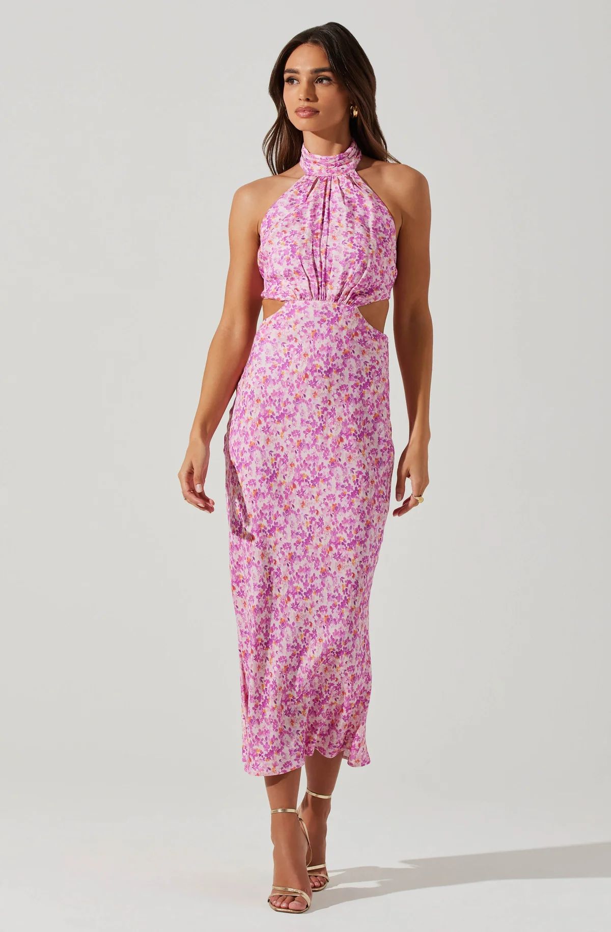 Ambretta Floral Halter Midi Dress | ASTR The Label (US)
