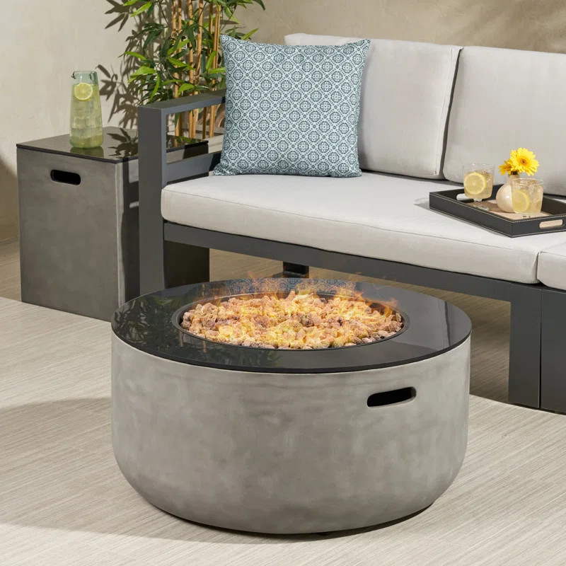 15" H x 31" W Concrete Propane Outdoor Fire Pit | Wayfair Professional