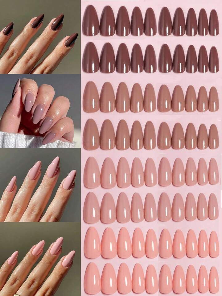 96Pcs Press on Nails Gift Long Almond Full Cover Fake Nails For 4colors Press on Nails For Women ... | SHEIN