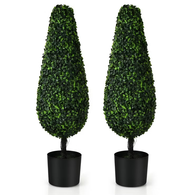 Costway 2 Pack 3FT Artificial Tower Topiary Tree UV Resistant Indoor Outdoor | Target