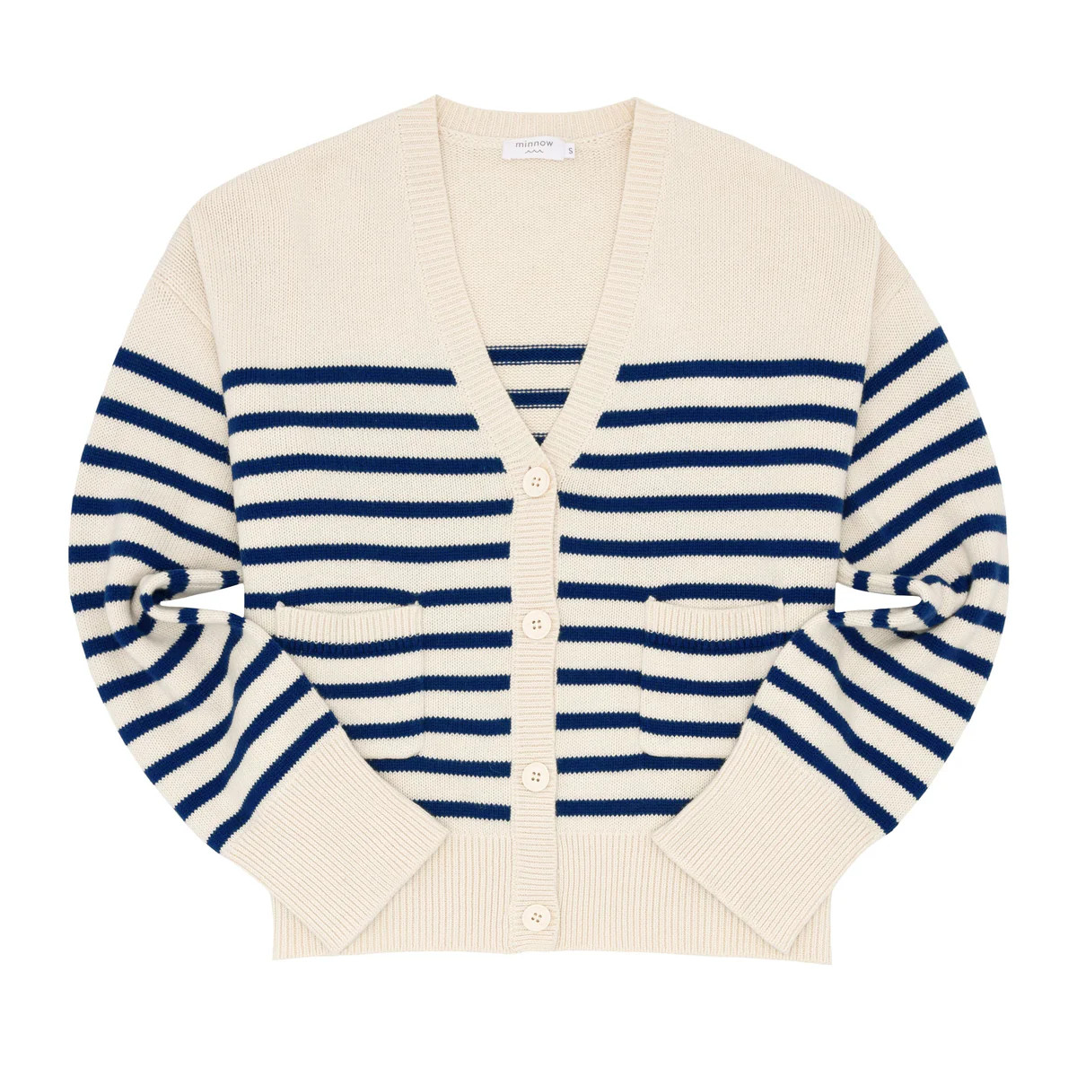 Women’s Breton Stripe V-Neck Knit Cardigan | Over The Moon