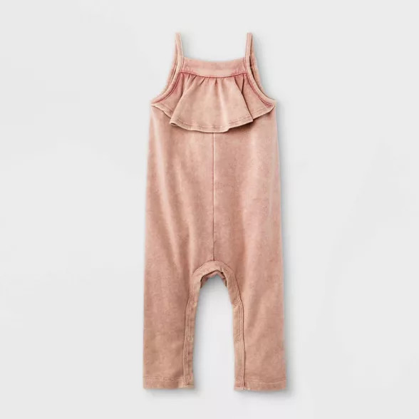 Grayson Mini Baby Girls' Ruffle Front Strappy Romper - Pink | Target