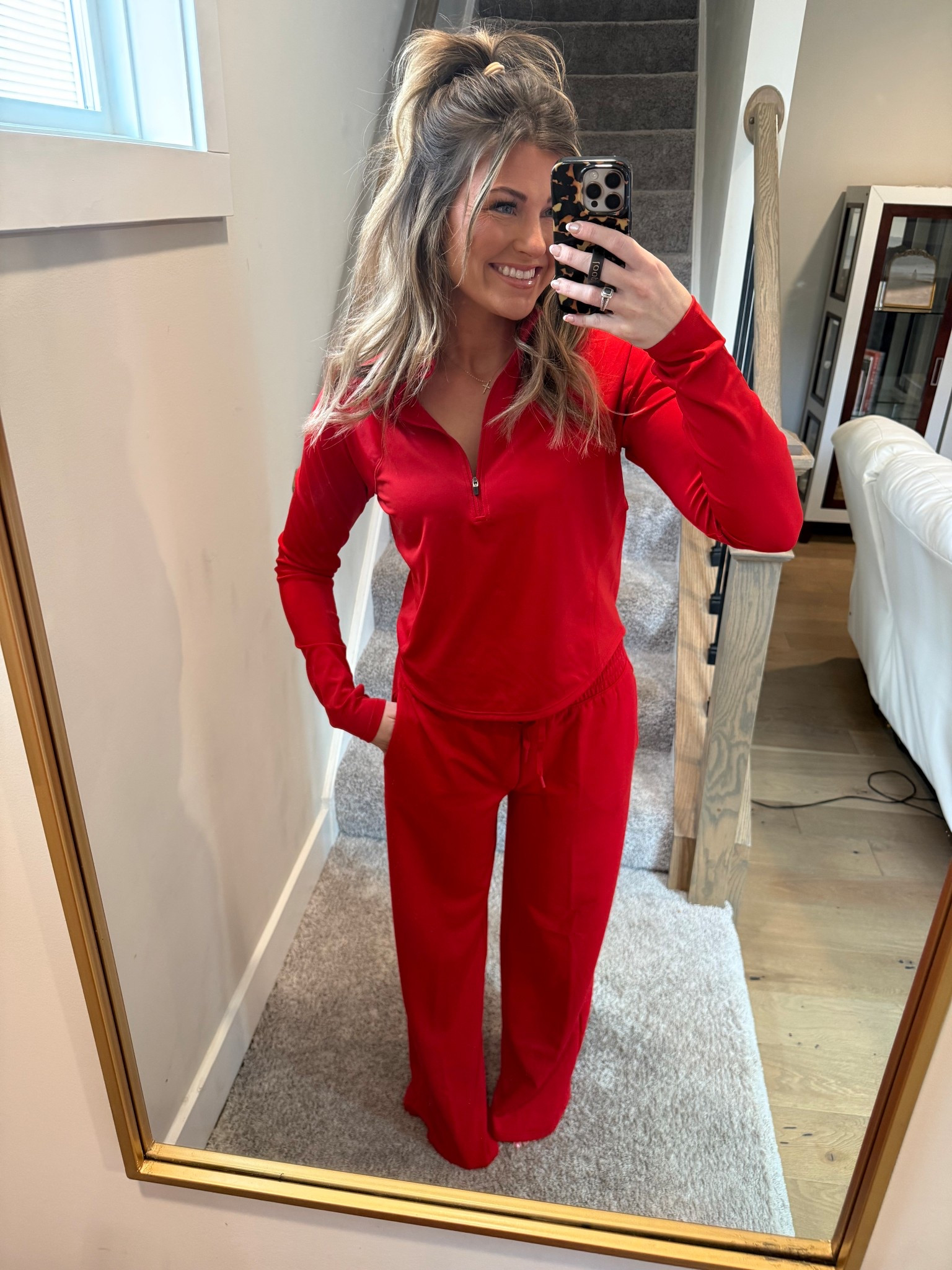 The cutest red set!! ‼️♥️ the best sweatpants EVER! I own these in almost every color 
Wearing a size S in the pants 

#LTKActive #LTKSeasonal #LTKGiftGuide