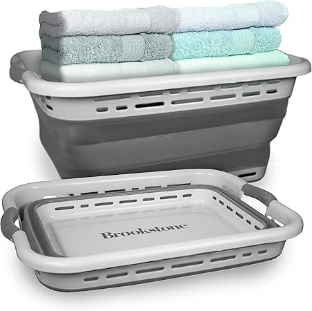 BROOKSTONE, 1 UNIT, 11 GALLONS - [OUR LARGEST BASKET EVER] 24" Collapsible Laundry Basket, Comfor... | Amazon (US)