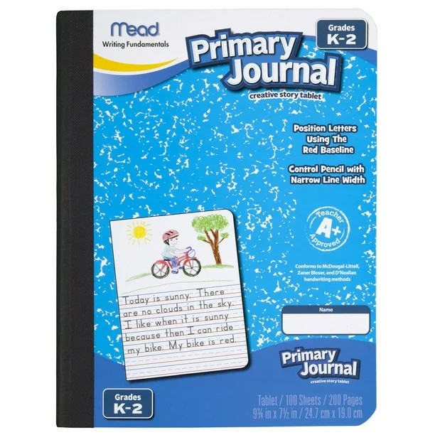 Mead Primary Journal, Half Page Ruled, Grades K-2, 100 Sheets, 7 1/2" x 9 1/2" (09535) | Walmart (US)