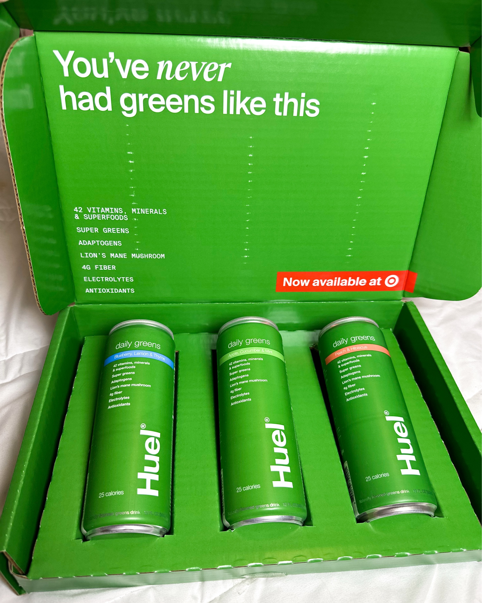 Can’t wait to try these Green drinks from Huel! 42 vitamins, minerals & superfoods, Super greens, Adaptogens, Lion's mane mushroom, 4g fiber, Electrolytes & Antioxidants!

Comes in flavors blueberry, peach & apple! Only $2.99!

#LTKfoodie #LTKmorningroutine #LTKfitnessgoals