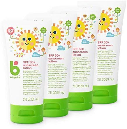 Babyganics Travel Size Sunscreen Lotion 50 SPF, 2oz, 4 Pack, Packaging May Vary | Amazon (US)