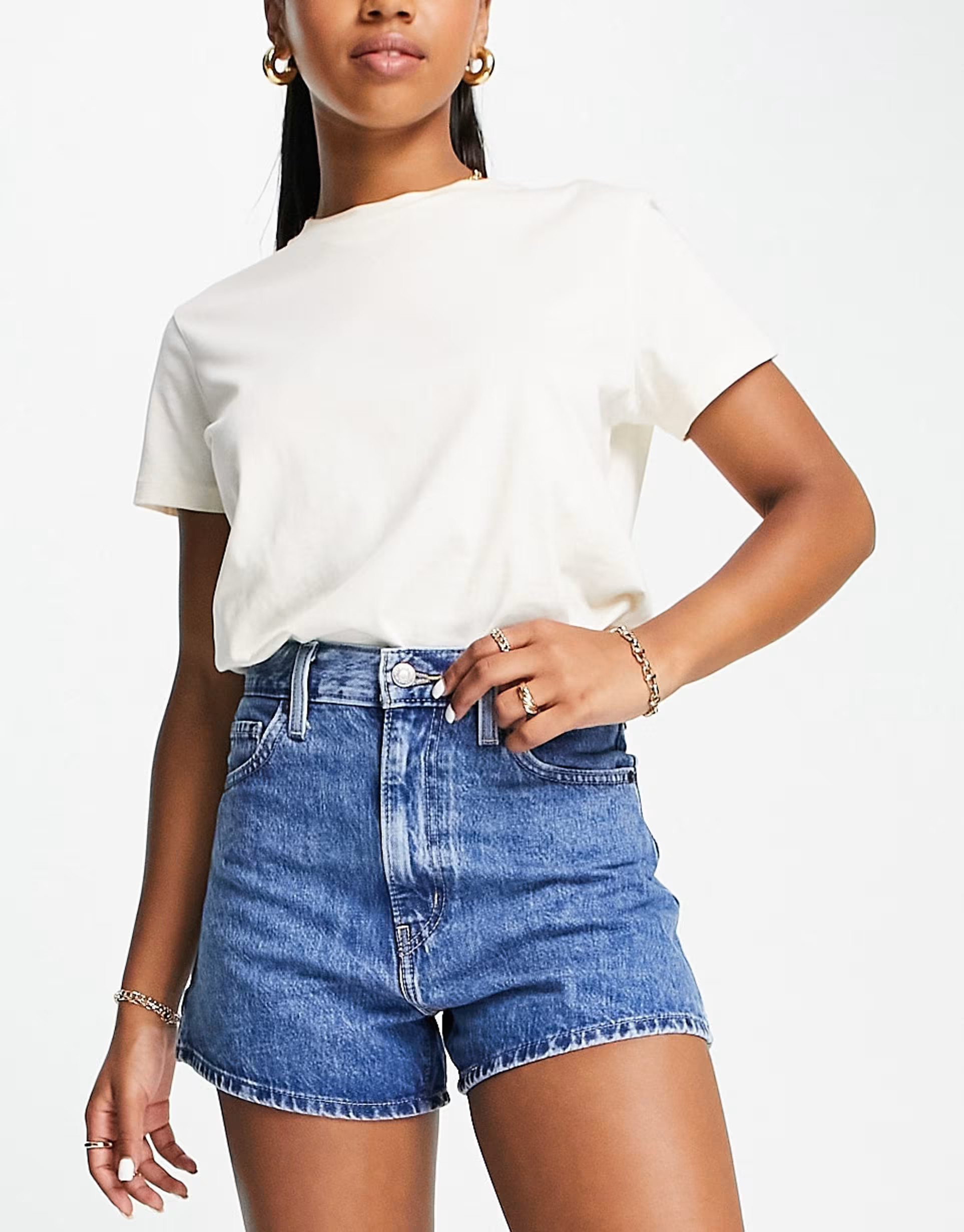 Levi's high waisted mom short in mid wash  | ASOS | ASOS (Global)