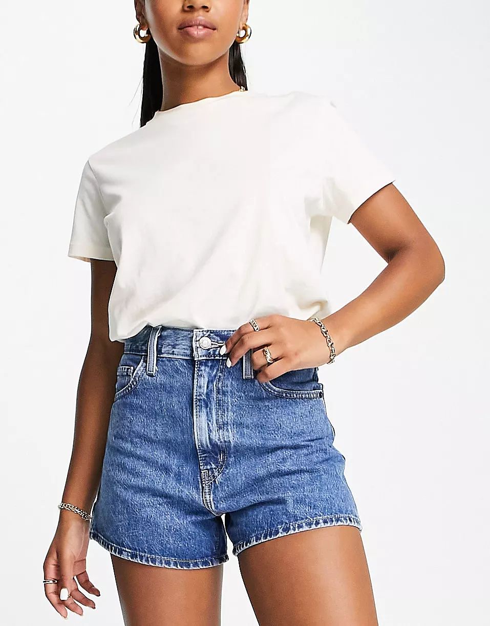 Levi's high waisted mom short in mid wash | ASOS (Global)