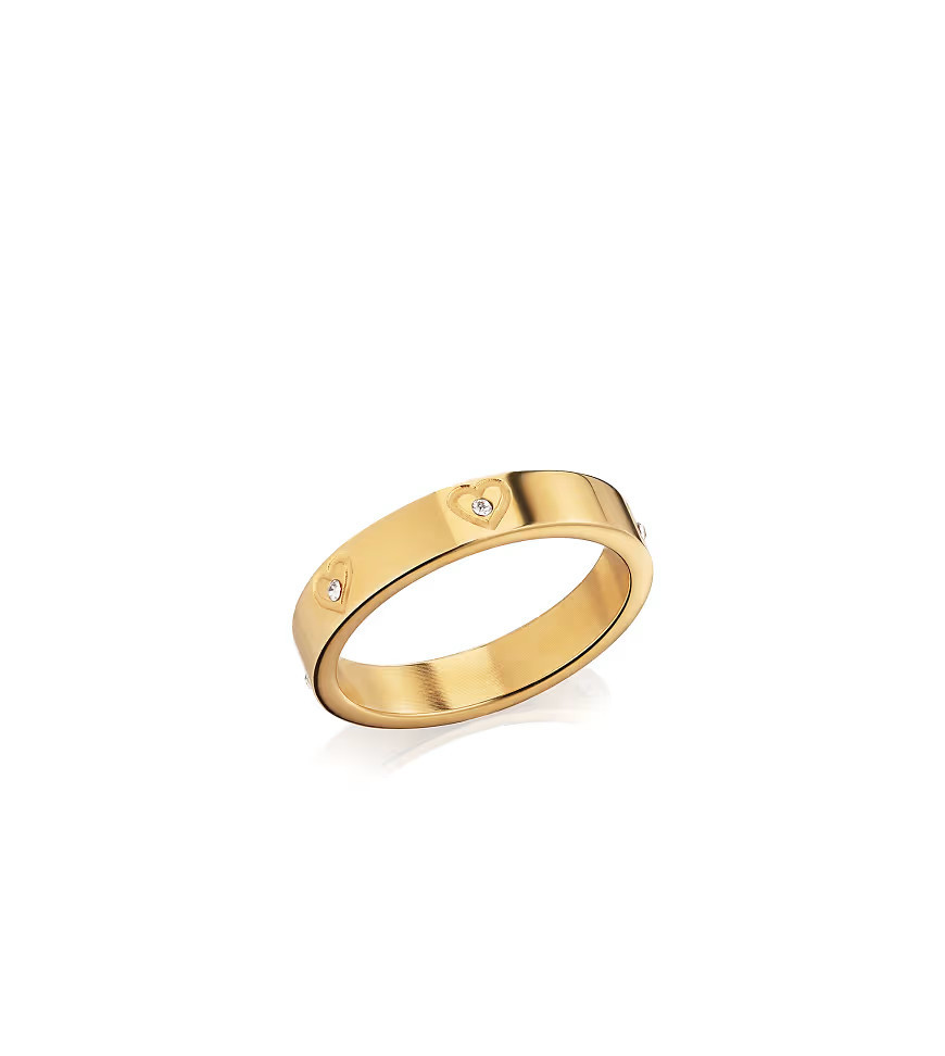Abbott Lyon crystal heart ring in 18k gold plated waterproof stainless steel | ASOS (Global)