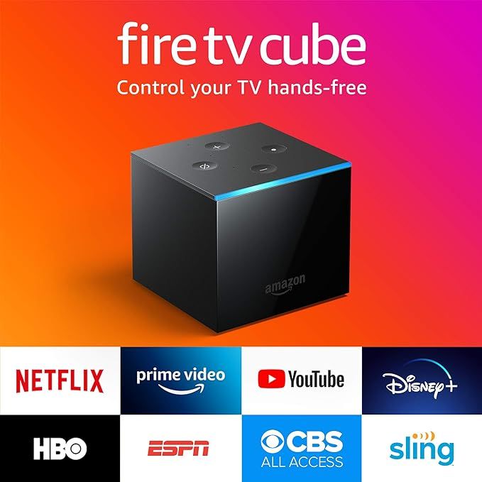 Fire TV Cube, hands-free with Alexa built in, 4K Ultra HD, streaming media player, released 2019 | Amazon (US)