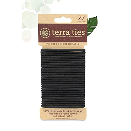 BIODEGRADABLE Elastic Hair Ties for Women & Men - Organic No Crease Black Hair Tie Ponytail Holde... | Amazon (US)
