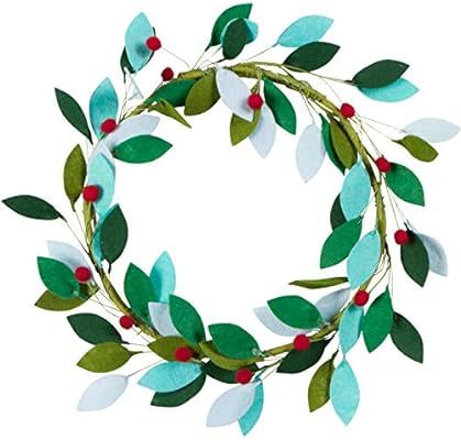 Orchid & Ivy 16-Inch Green Felt Leaf and Red Holly Berry Rustic Front Door Christmas Wreath - Mod... | Amazon (US)