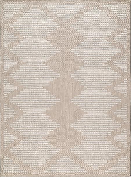 Beverly Rug Waikiki Collection Indoor/Outdoor Stripes Area Rug, 5'3x7'0 - Beige / White - WKK2010... | Amazon (US)