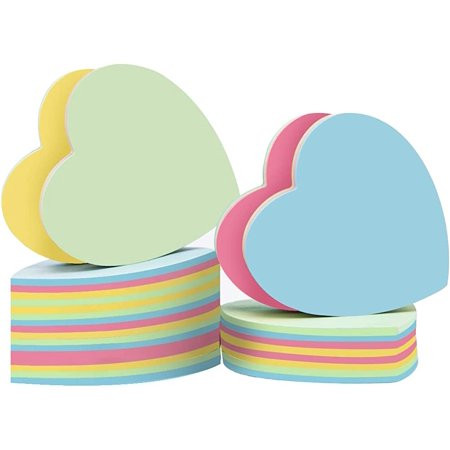 Sticky Notes Heart Shaped - 10 Pads 76x76mm Self Stick Post Memo Cute Mixed Color for Office/Home/Ki | Walmart (US)