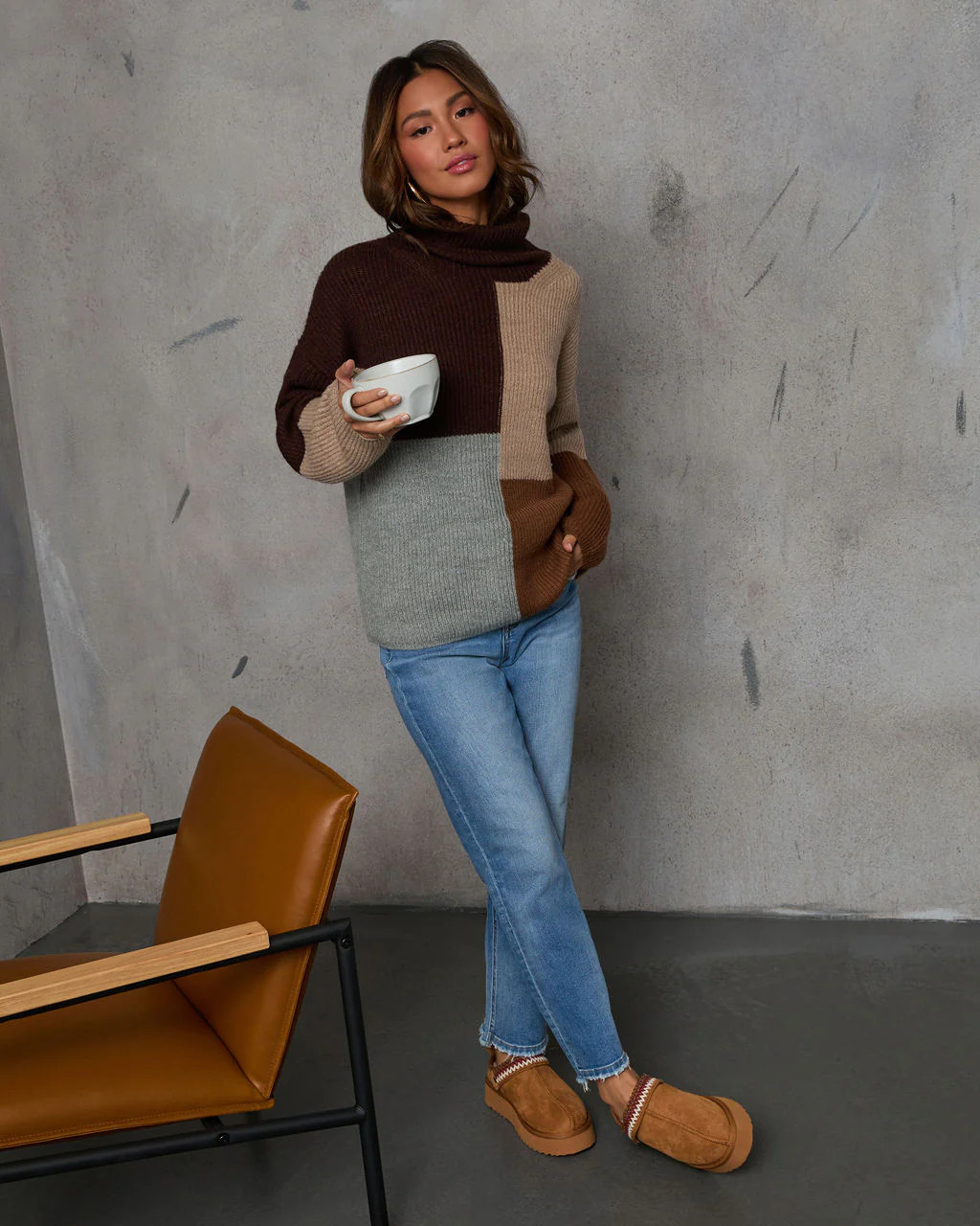 Add Me In Colorblock Mockneck Sweater | VICI