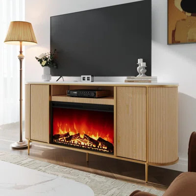70" Fluted Fireplace Tv Stand - Faux Marble Top Modern Media Console | Wayfair North America